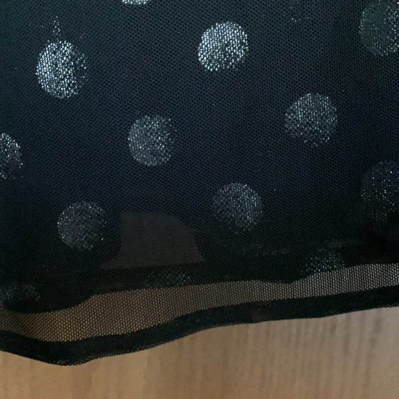 3/4 length sheer sleeve blouse with gold dots and a sheer overlay - Picture 3 of 5